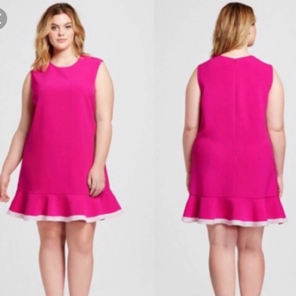 Victoria Beckham fuchsia pink ruffle hem dress